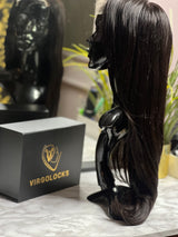 18 inches HD 5x5 Swiss Super Double Drawn Virgin human hair straight wig