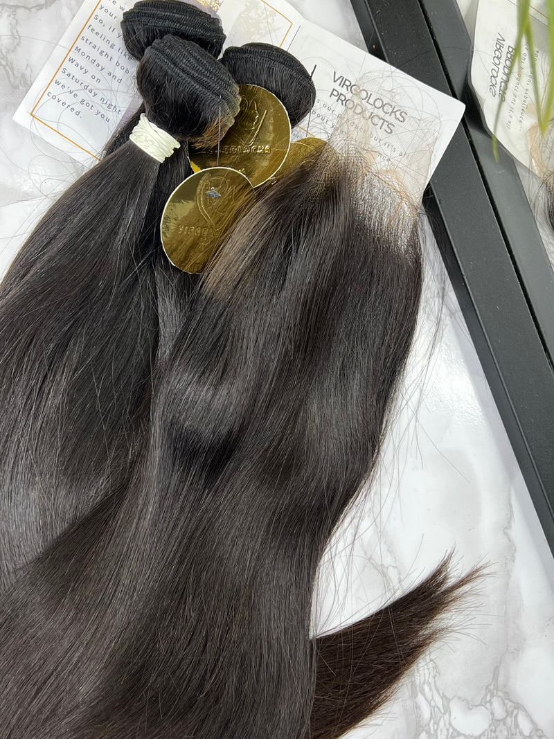 UK Customised Raw Luxury Natural Human hair Extension - Natural black colour