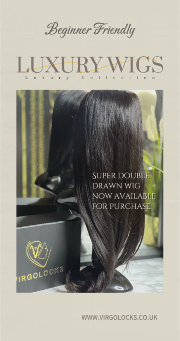 18 inches HD 5x5 Swiss Super Double Drawn Virgin human hair straight wig